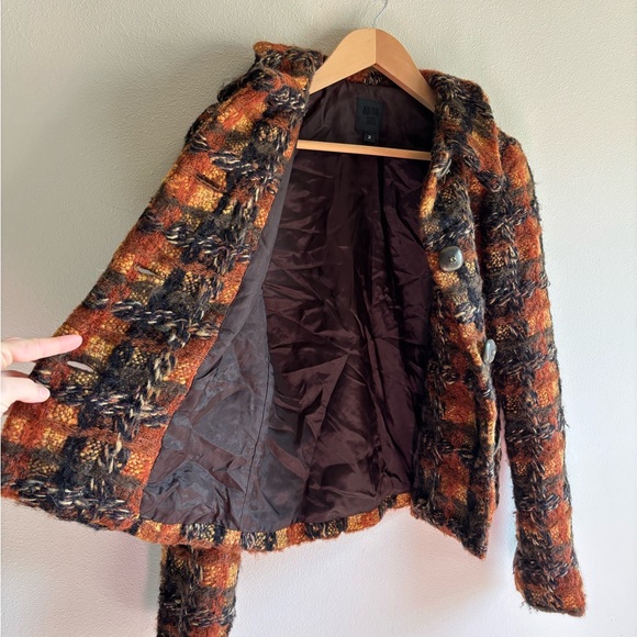 ANNA SUI Y2K Vintage 2005 Runway Wool Mohair Tweed Plaid Jacket Size 2 - Picture 10 of 15